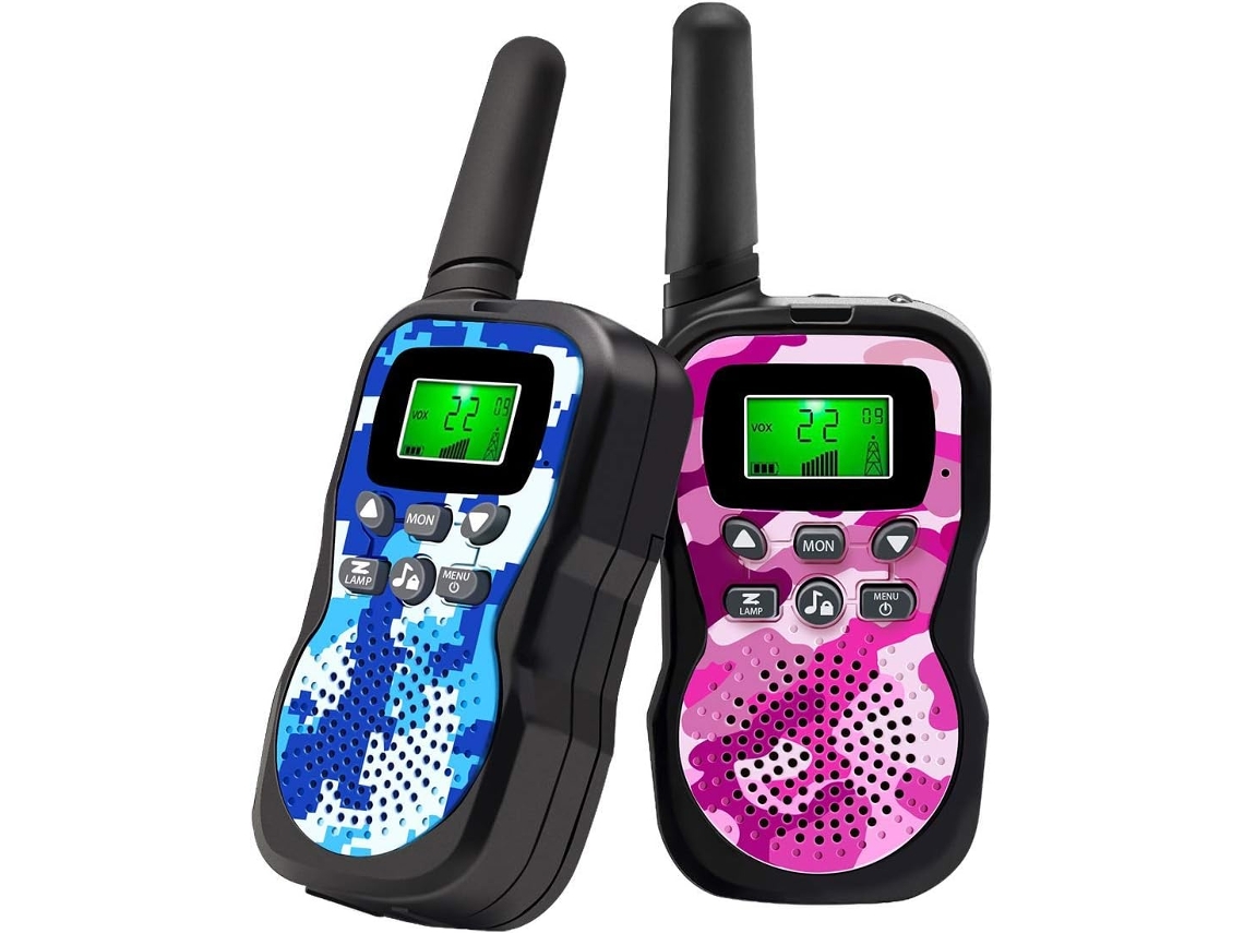 Walkie Talkie para Crianças com Tela Lcd Retroiluminada e Alcance de Lanterna de Até 3 Km Azul e Rosa GERTIZ