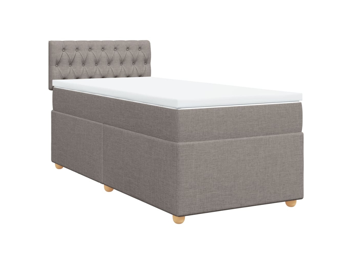 Maison Exclusive - Cama Box Spring Con Colchón Tela Gris Taupe 80x200 Cm