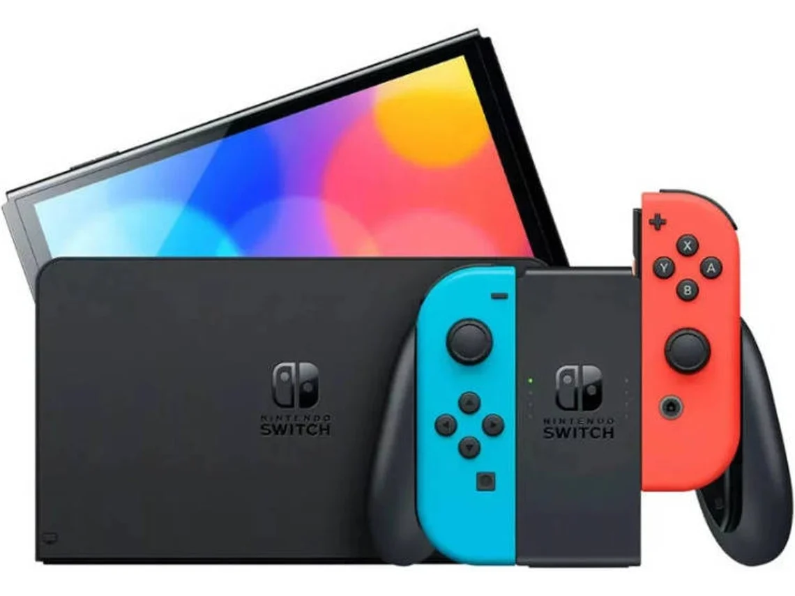 Consola Nintendo Switch Modelo OLED (64 GB - Azul y Rojo Neón)