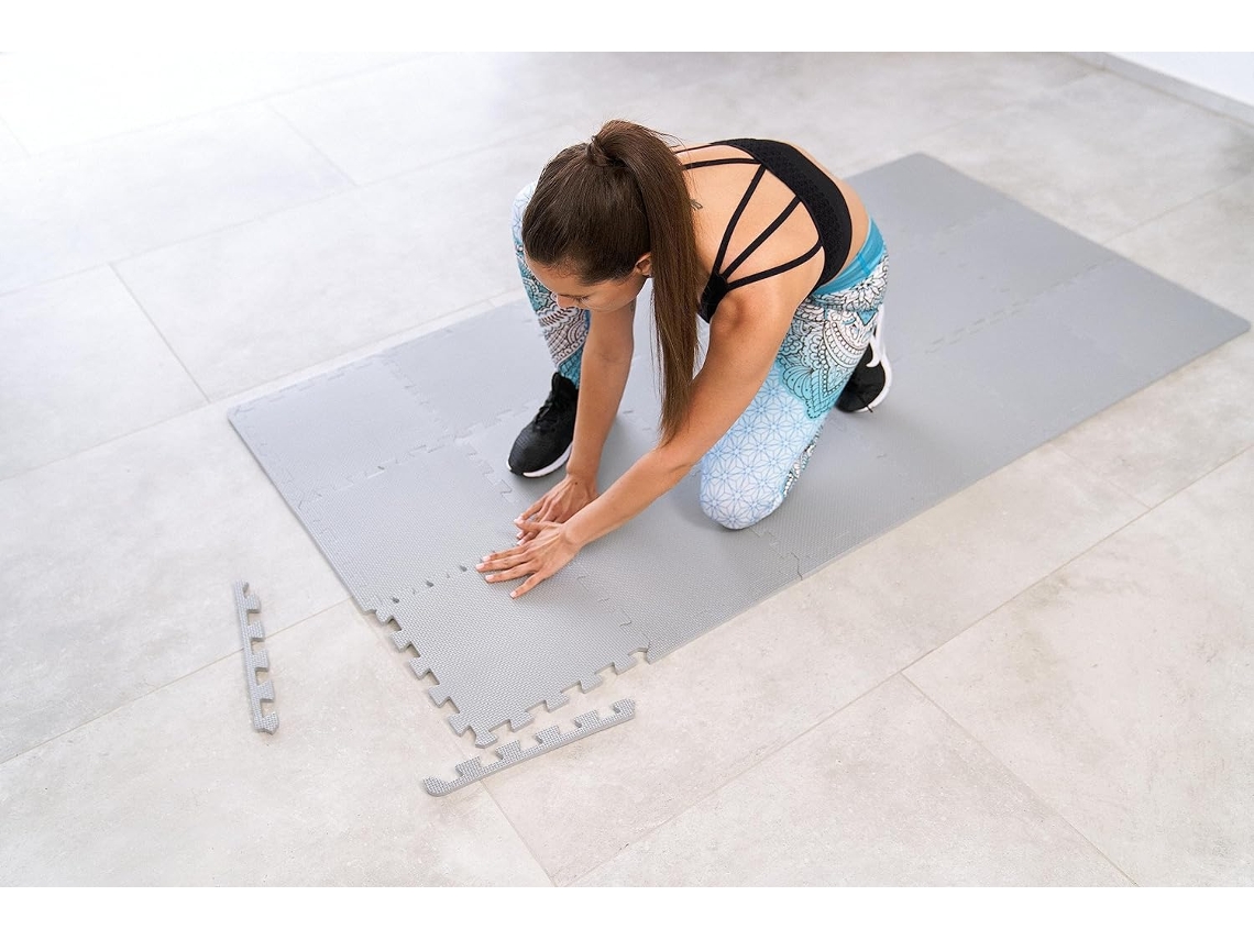 Esterilla Puzzle Gimnasio Protector Suelo Acolchado (18 piezas-60x60cm)  Garaje Piscina Exterior Camping Alfombrilla Protector Alfombra Tapiz Goma  EVA Caucho Colchoneta Pesas Base Desmontable PERPETUAL