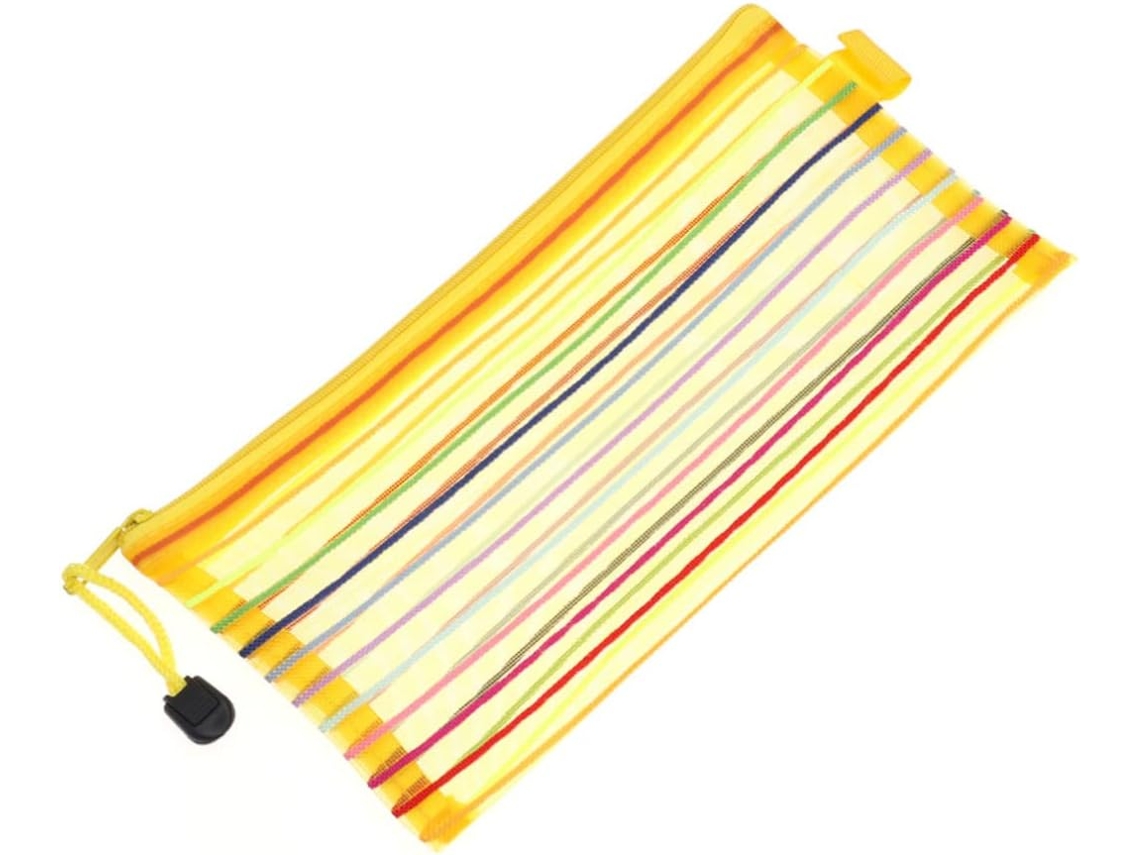 Juego De 12 Bolsas De Almacenamiento De Malla De Nailon Con Rayas Coloridas Y Cremallera - Ideal