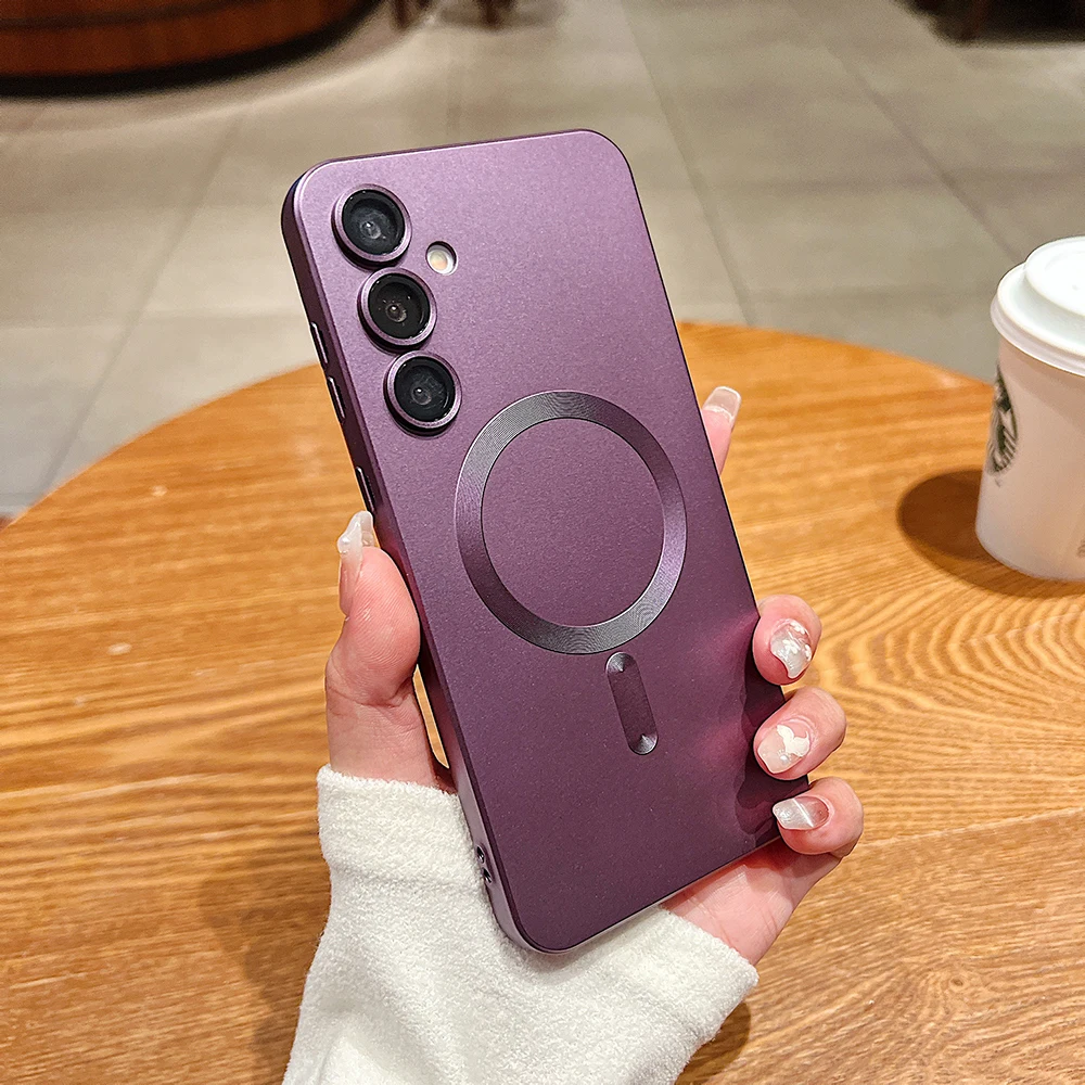 (galaxy S24 Morado) Funda Magnética Mate Para Samsung, Compatible Con La Función Magnética Magsafe.