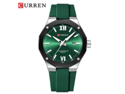 Reloj Deportivo Casual Para Hombre (plateado Y Verde) Con Correa De Caucho, Calendario Y Resistente Al Agua.