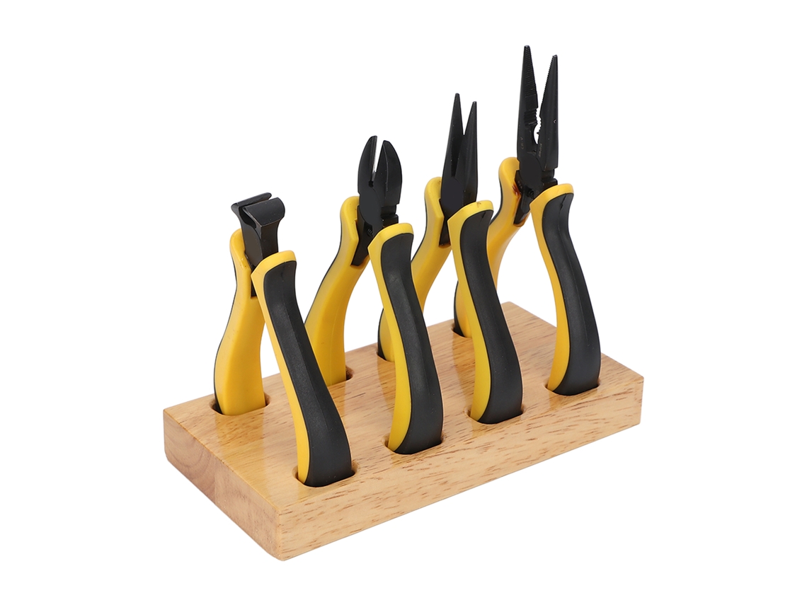 Juego De 4 Mini Alicates Para Joyería Con Soporte De Madera Para Bricolaje, Reparación Y Manualidades.