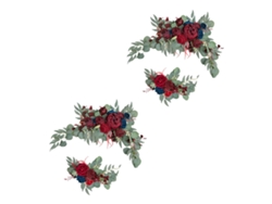 Corona de flores artificiales estilo granja, 2 coronas rojas slowmoose