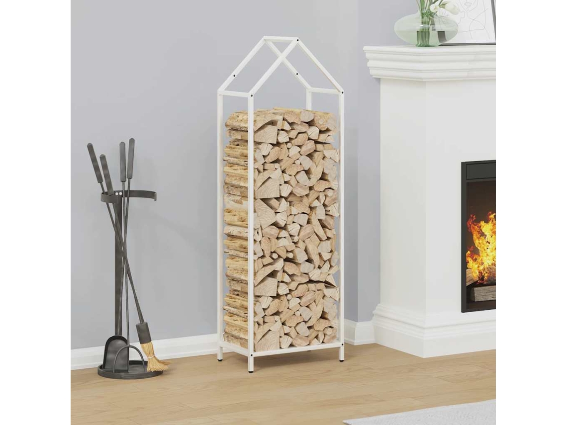 Estante para leña | Leñero de acero laminado en frío blanco, 40 x 25 x 120 cm, WSD638878 Lovely Home