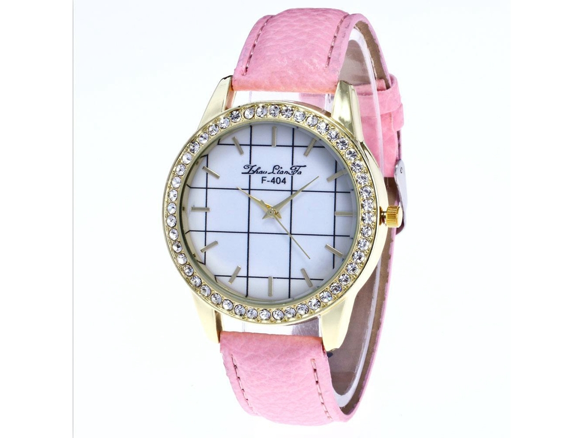 Reloj De Pulsera De Cuarzo Casual Para Mujer Zhoulianfa Con Diamantes Rosa