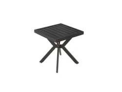 Mesa auxiliar cuadrada de aluminio, adecuada para balcones, áreas de piscina y uso en interiores.