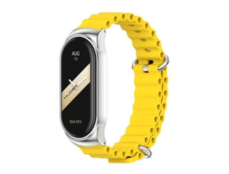 Correa de reloj inteligente para Xiaomi Mi Band 8 Mijobs CS Case Correa de reloj transpirable de silicona marina (amarillo plateado)