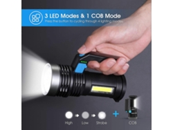 Linterna Led Recargable Usb, 4 Modos Con Luz De Trabajo Cob Y Mango, Impermeable Ip65 Para Exterior, Senderismo Y Acampada