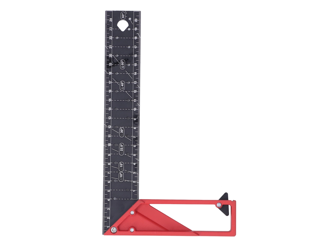 Regla De Ángulo Recto Ajustable De 30°, 45° Y 90° Para Carpintería, 25 Cm, Aluminio De Alta Precisión.