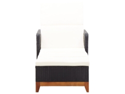 Tumbona Mueble para patio Asiento de jardín de ratán sintético y madera maciza de acacia negro