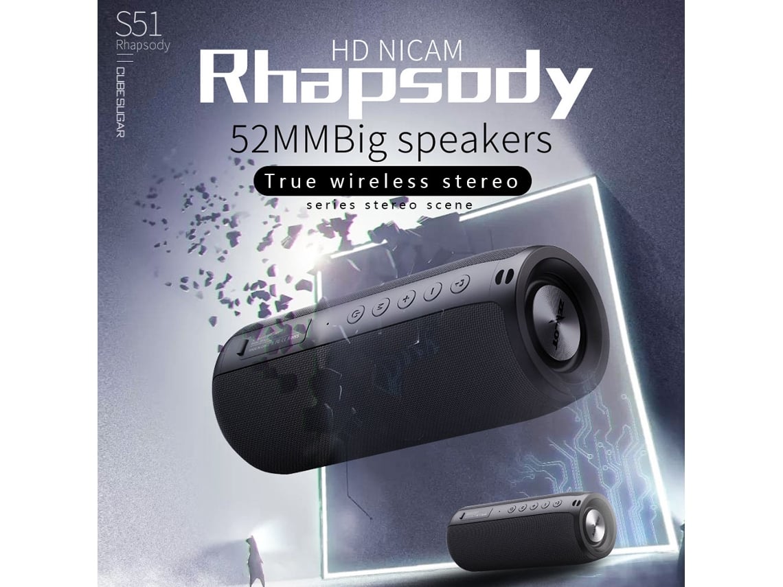 Altavoz Bluetooth Portátil Zealot S51, Camuflaje Rojo, Ipx5, 10 W, 30 H De Reproducción, Tws, Conexión Estéreo De 360°
