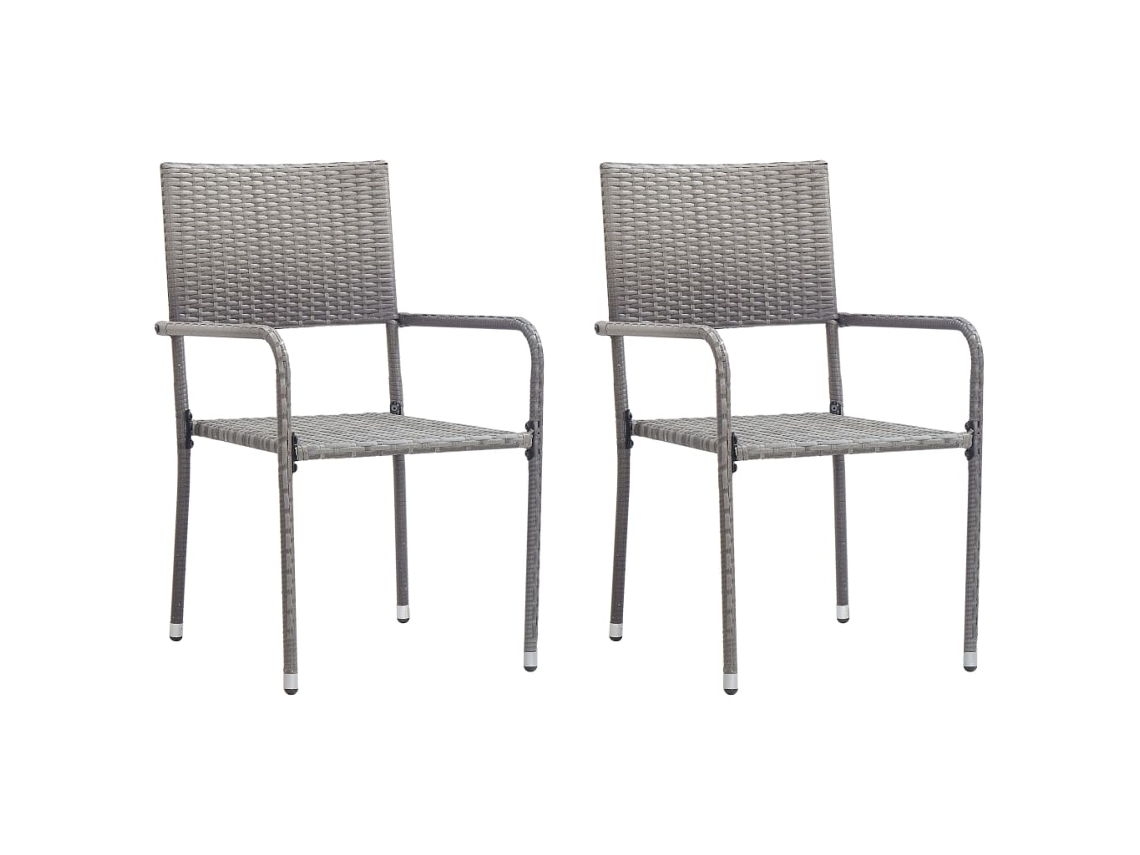 Sillas de comedor de jardín apilables de dos piezas DKD Home Decor en mimbre sintético gris