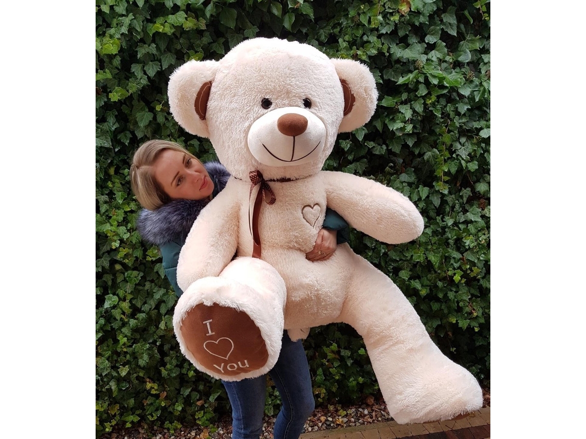 Osito de peluche color crema bordado Te amo 160 cm B.active