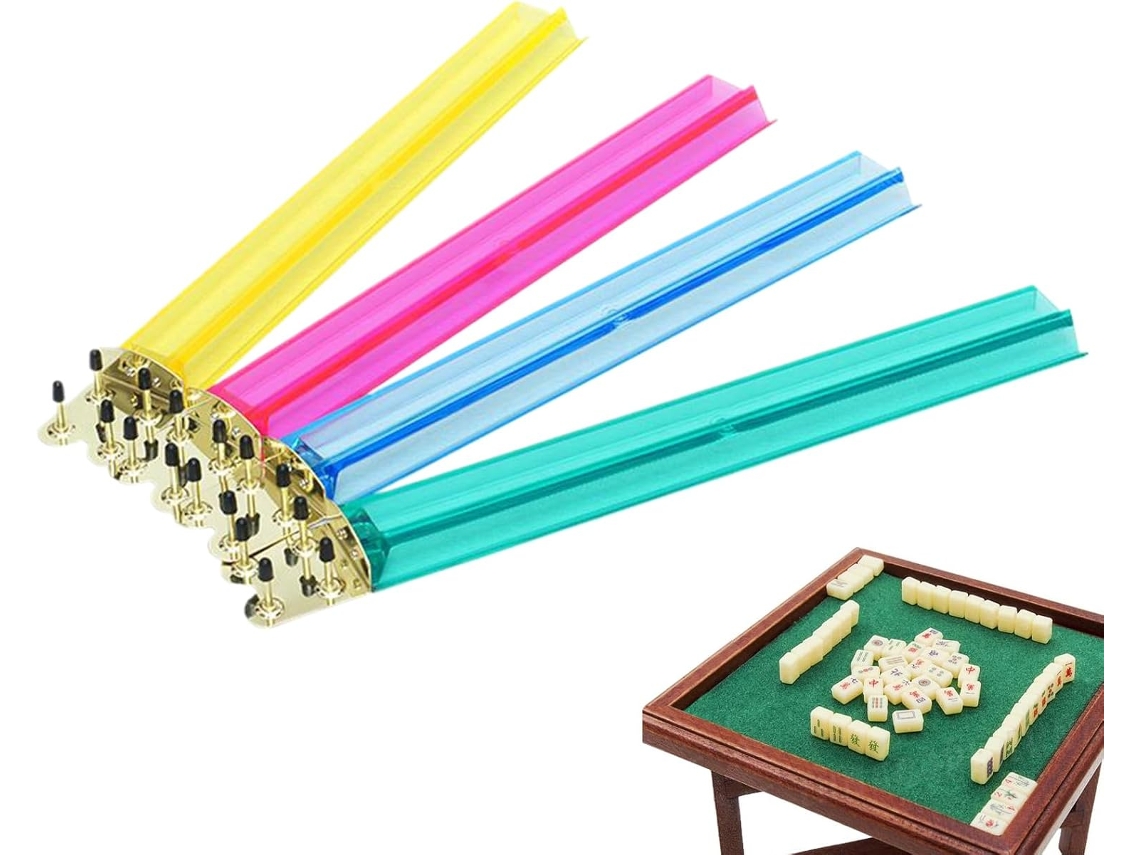 Porta tejas Mahjong 4 piezas Porta tejas Mahjong americano con soporte Accesorios de juego Tr Gokoco
