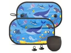 Par 2 Cortinas Solares Estampadas Fondo Marino Con Ventosas Anti-uv Intimidad Universal Ventanilla Coche Infantil