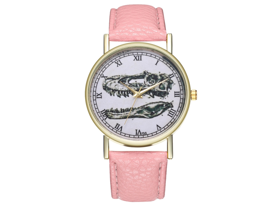 Reloj Analógico De Cuarzo Moda Hombre Mujer Cuero Pu Reloj De Pulsera Ocio Rosa