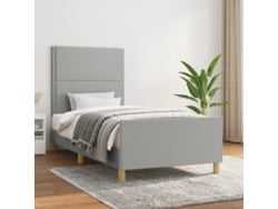 Estructura de cama sin colchón tela gris claro 90x200 cm