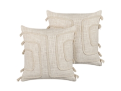 Juego de cojines decorativos BELIANI Pleione de Algodón Beige 45x45x14