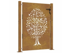 Maison Exclusive - Puerta De Jardín 100x150 Cm De Acero Corten Con Diseño De Árbol