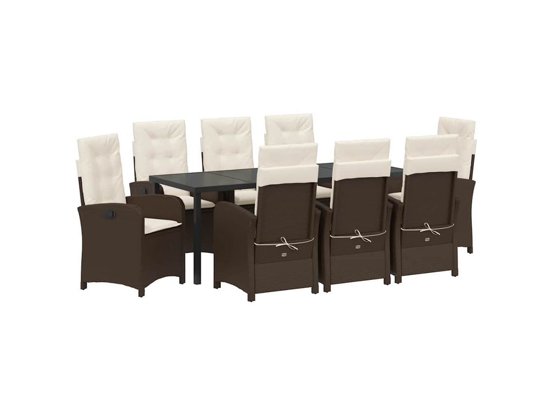 Maison Exclusive - Conjunto De Comedor De Jardín 9 Pcs Marrón Ratán Sintético