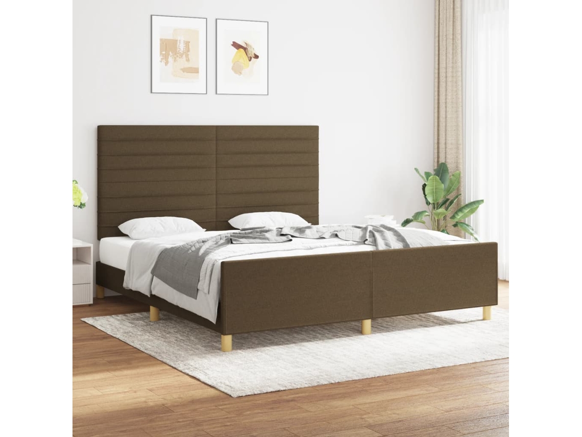 Syfax™ Cama Sin Colchón De Tela Marrón Oscuro 180x200 Cm