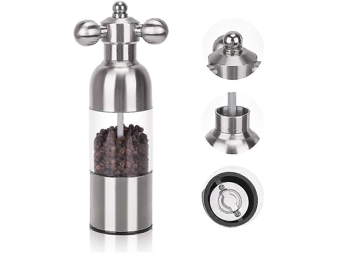 Molino De Sal Y Pimienta Manual Con Molido Grueso Y Fino, Triturador Cerámico Profesional, Acrílico Transparente, Acero Inoxidable