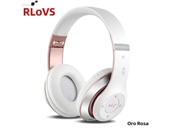 Audífonos deportivos inalámbricos Bluetooth 5.0, plegables, con altavoz, micrófono y cancelación de ruido. Mdug (blanco y oro rosa)