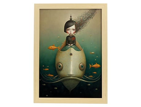 NACNIC Poster Barco Submarino En Estilo Surrealismo Cinematográfico Ilustraciones Y Grabados De Historieta Abstracta Y Artística A3 Marcos Madera
