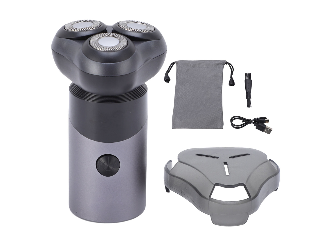 Barbeador Elétrico Masculino Recarregável Lavável Com 3 Cabeças E Display Digital Prata 081