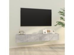 Mueble Tv De Pared 2 Uds Madera Contrachapada Gris 100x30x30cm