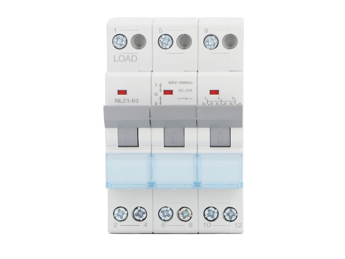 Conmutador De Transferencia Manual De Doble Potencia 3p Interbloqueo 63a 400vac Montaje En Riel Din