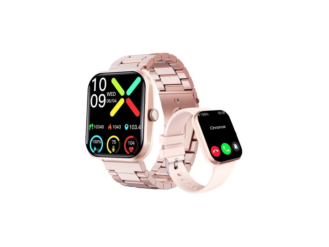 Reloj inteligente F96 para hombres y mujeres, luz roja SOS, oxígeno en sangre, azúcar en sangre no invasiva, rosa Yunzii