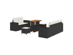 Maison Exclusive - Conjunto de sofá de jardín de 8 piezas con cojines, negro y crema.