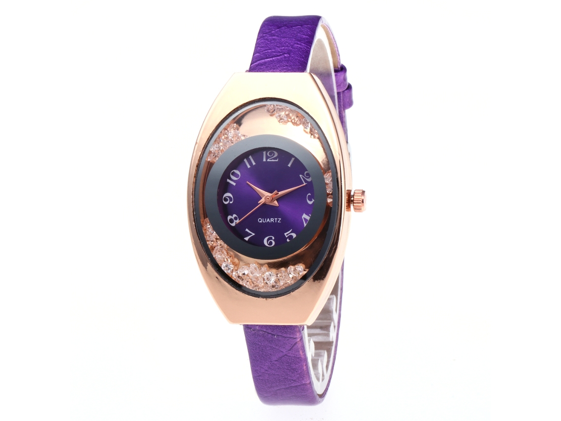 Reloj De Pulsera Analógico De Cuarzo Para Mujer, De Aleación, Con Esfera Redonda Morada.