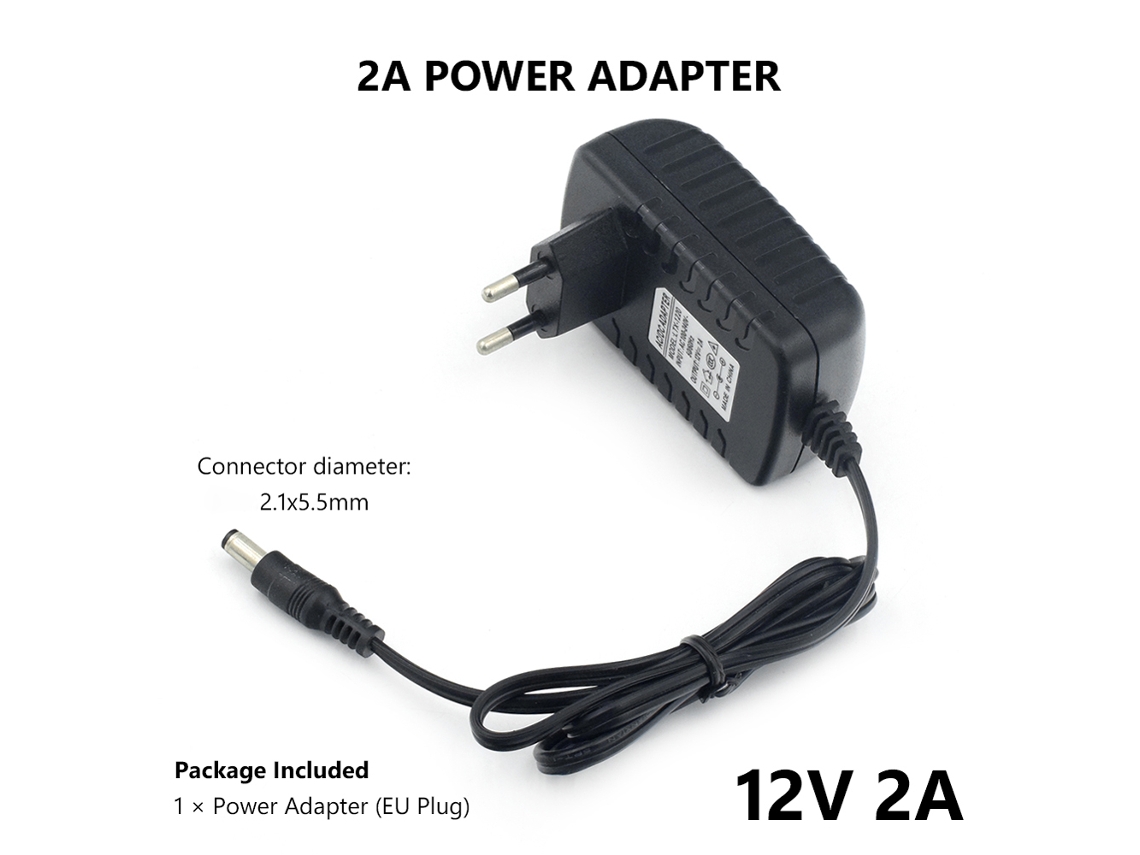 Rebe-adaptador De Alimentación Universal Ac 100-240v A Dc 12v 2a Para Tiras Led Y Cámaras Cctv