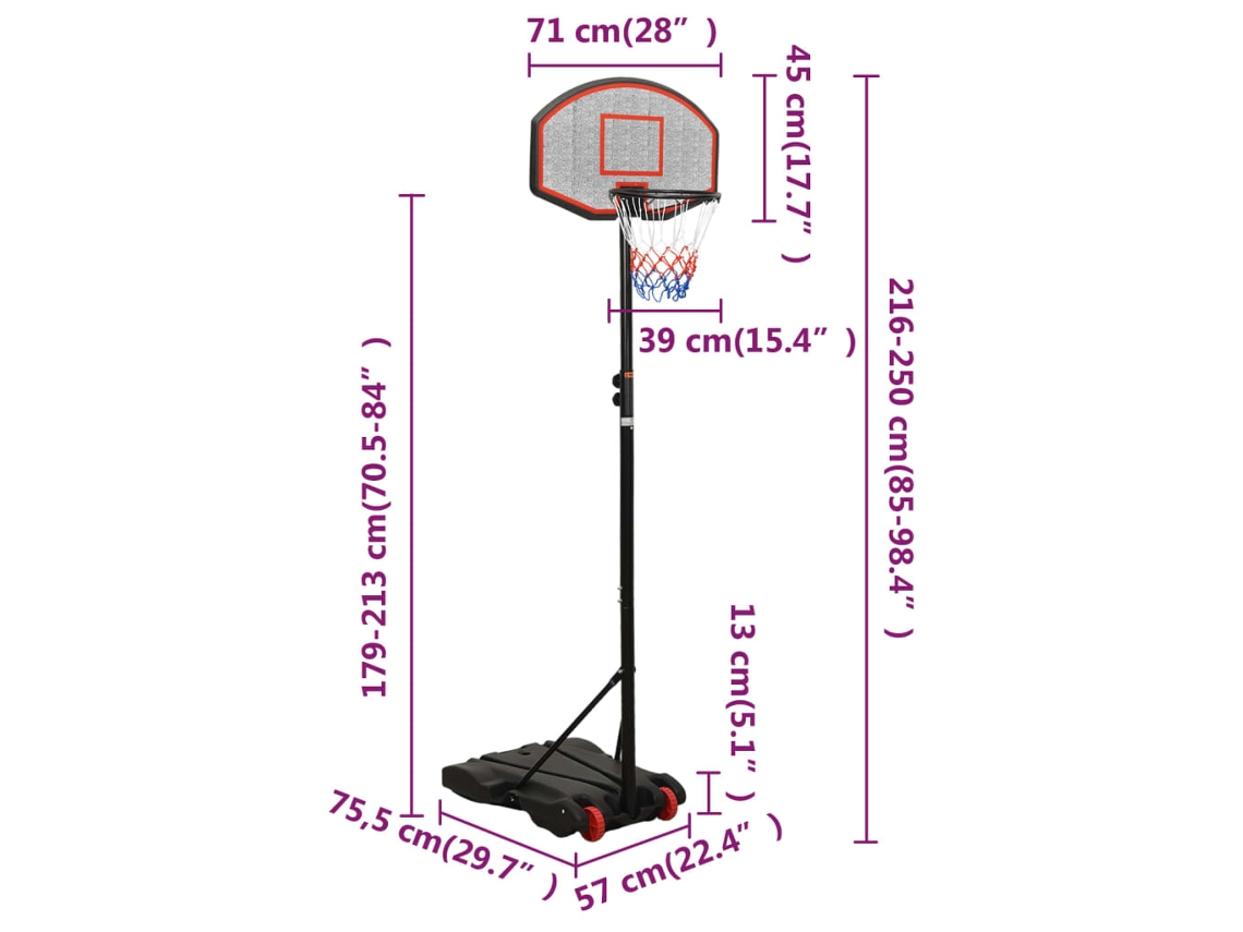 Canasta de Baloncesto - Altura 250 cm