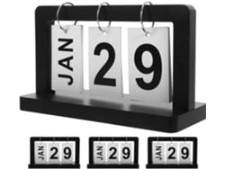 Calendario Perpetuo De Madera Oscura, Juego De 4, Calendario De Escritorio Con Solapa Desmontable.