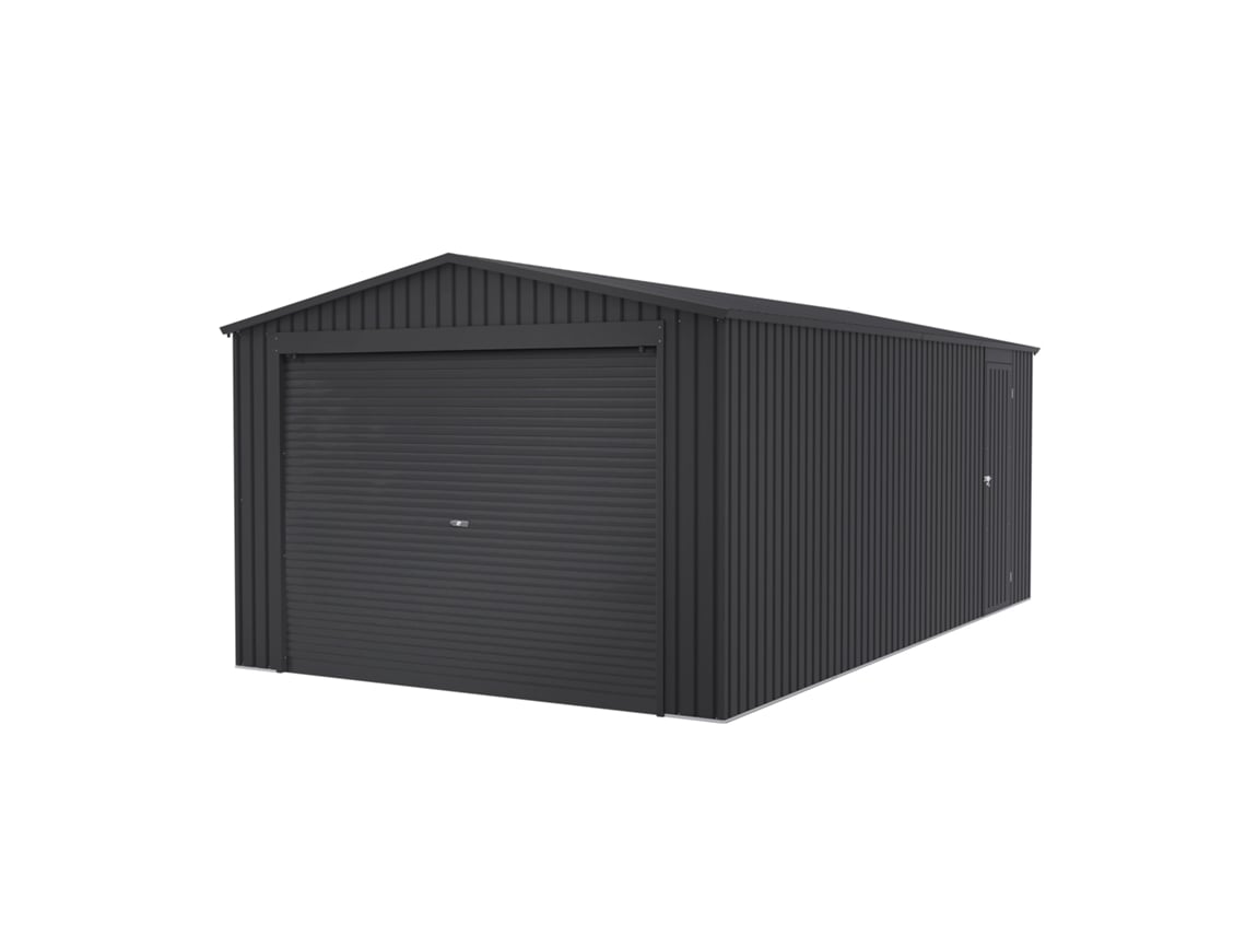 Garaje Metálico WASABI 19,52m2 - 338x576x243cm - Portón Amplio Enrollable - Resguardo Exterior Coche