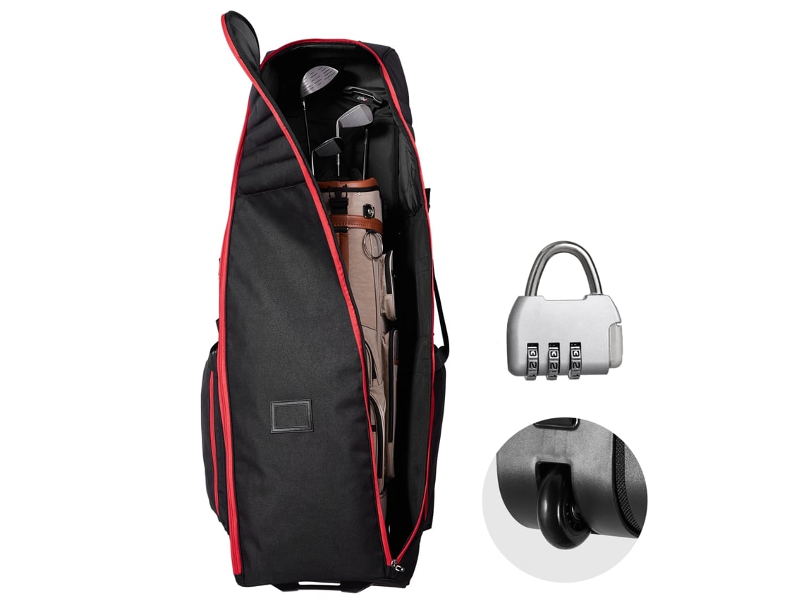 Bolsa de viaje para palos de golf Succebuy con ruedas (520 x 450 x 1420 mm), color negro