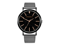 Reloj De Pulsera De Cuarzo Informal Para Hombre Con Malla De Aleación Y Esfera Redonda Negra.