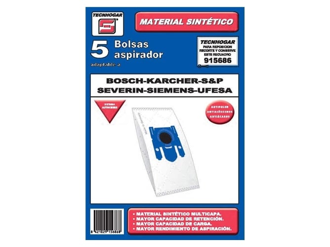 Bolsa de Aspirador TECNHOGAR 915686 (5 uds)