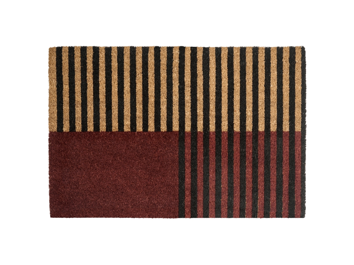 Tapete De Entrada Tuksuk Castanho/creme 40 X 60 Cm Fibra De Coco