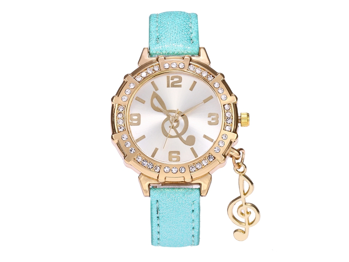 Reloj De Pulsera Zhoulianfa Para Mujer Con Diamantes De Imitación Y Colgante De Cuero Sintético (menta)
