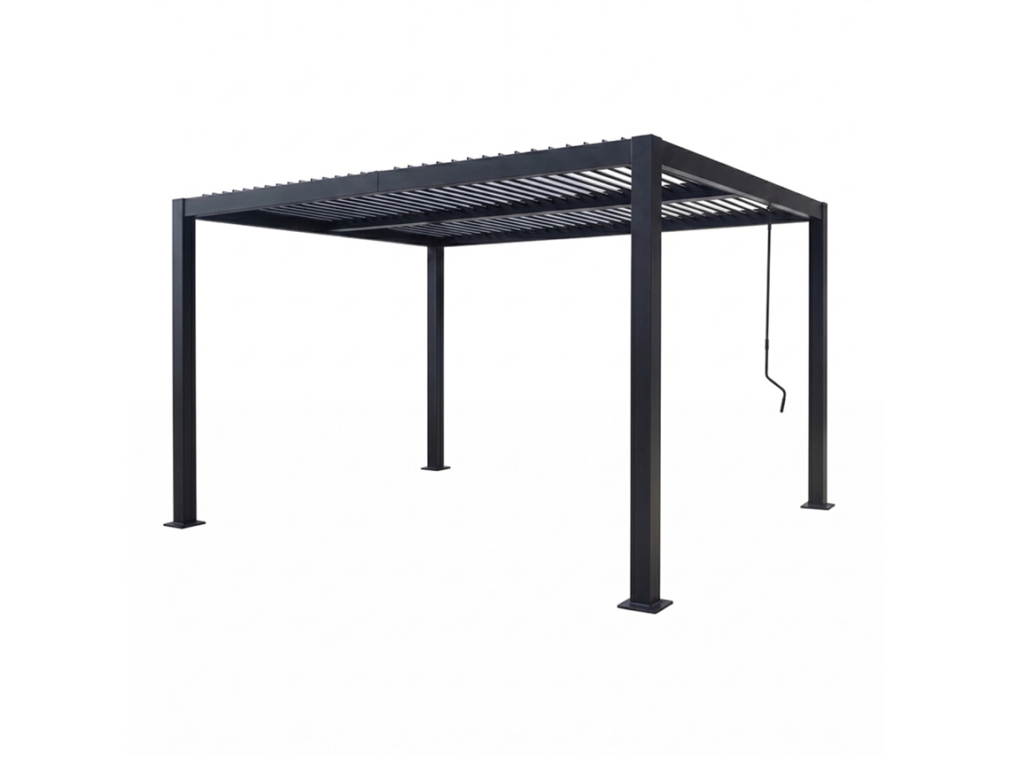 Rhodes Pérgola Bioclimática, Estructura Y Listones Ajustables En Aluminio Negro 4x3m