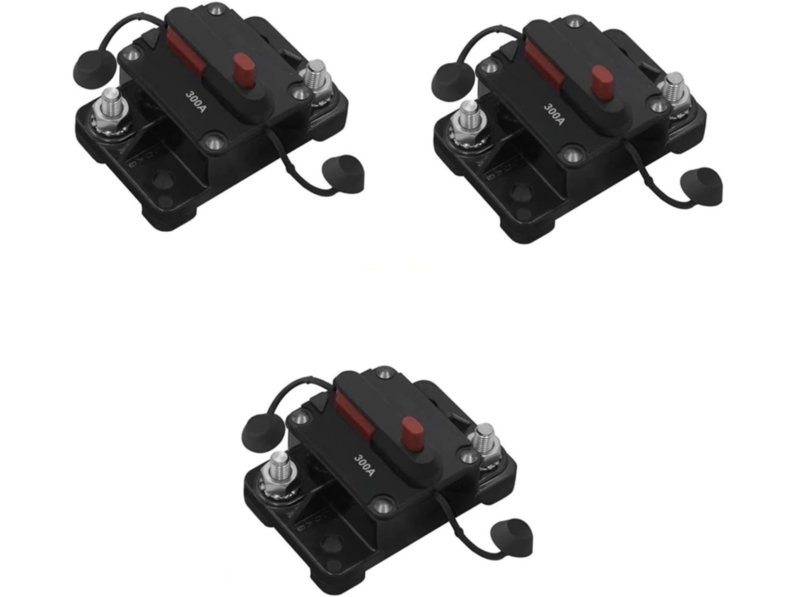 Juego de 3 disyuntores automáticos impermeables para automóviles, camiones, remolques y barcos con fusibles.