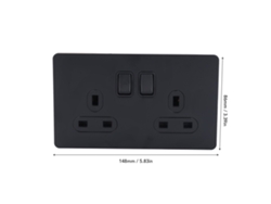 2026-as-interruptor Y Tomacorriente De Pared 2 Interruptores 2 Enchufes 13a Panel Acero Inoxidable Negro Base Pc Aislada