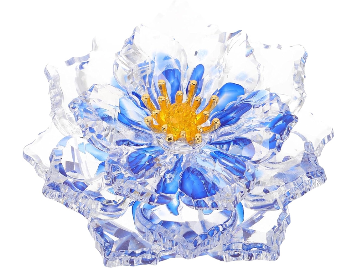 Pieza Cristal Adorno Decoración Estar Oficina Escultura Vidrio Refinada Simboliza Pureza Buena Suerte Flor