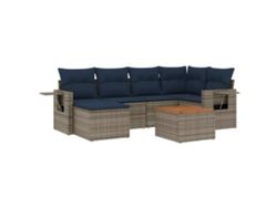 Maison Exclusive - Conjunto De Sofá De Jardín De 7 Piezas Con Cojines, Poliratán Gris